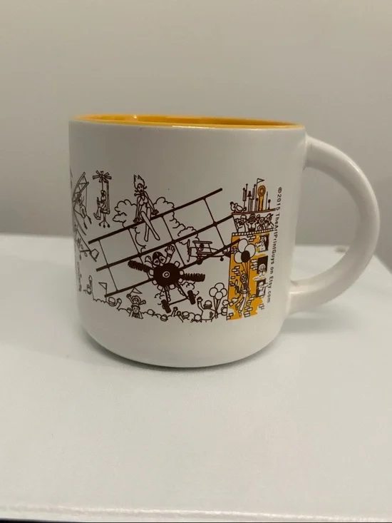 Dreams Aviation Pilot Plane Hot Air Balloon Mug — White with Yellow Interior - Picture 3 of 4